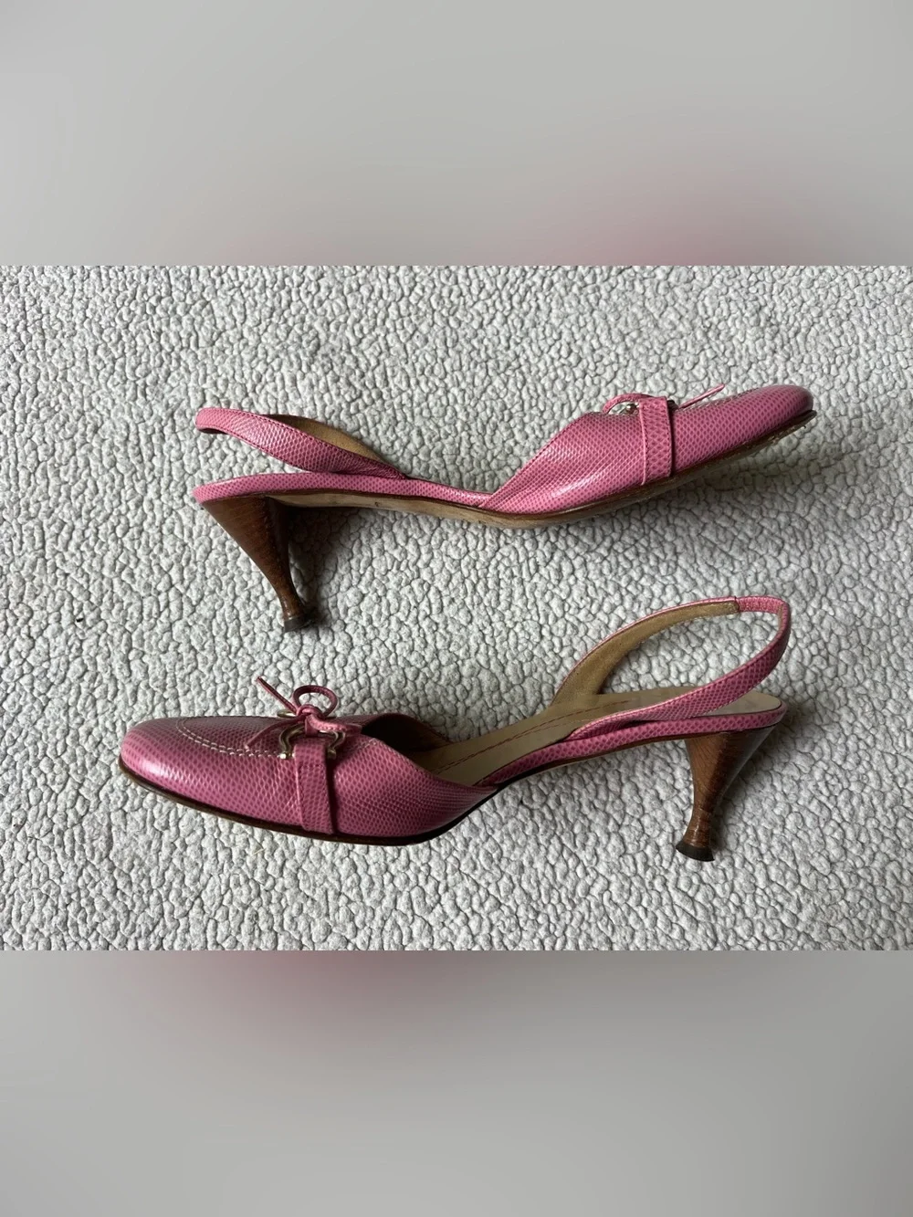 KATE SPADE LEATHER SLINGBACK HEELS PINK DOT WOMENS 8